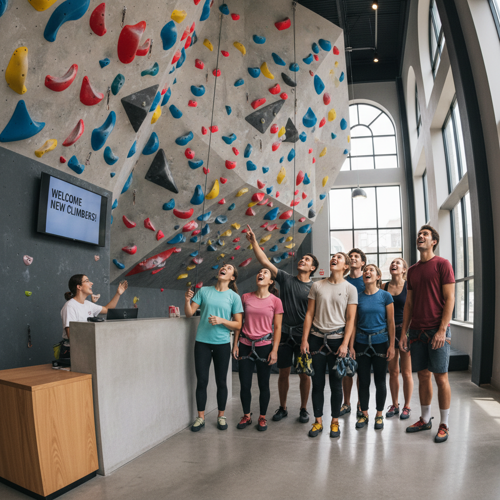 Escalador principiante en la zona de boulder de ORIGEN